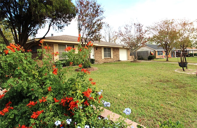 view of yard featuring a garage