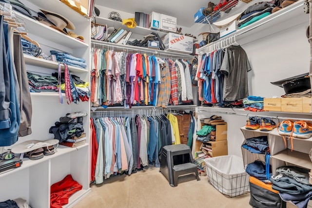 spacious closet with light colored carpet