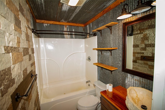 bathroom with toilet and tub / shower combination