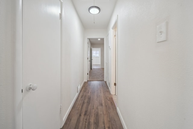 hallway featuring dark hardwood / wood-style flooring