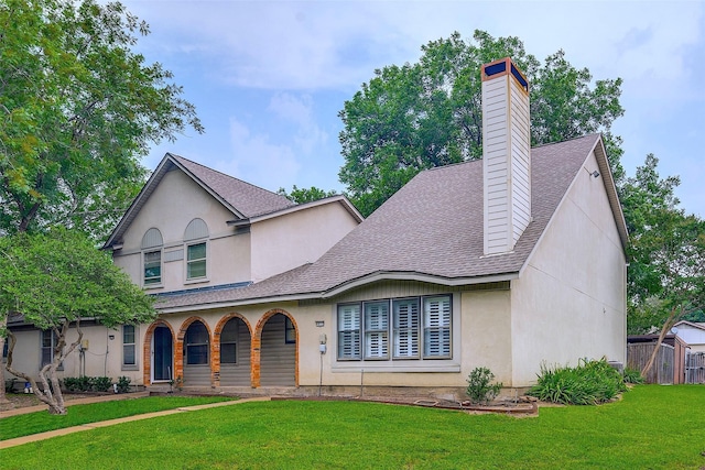 view of front of home with a front yard