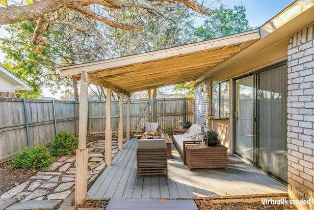 1629 Shreveport Trl, Plano, TX 75023 - wooden deck featuring a fenced backyard and an outdoor hangout area