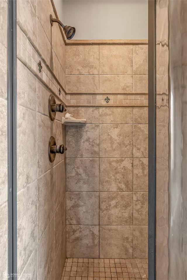 bathroom with a shower with curtain