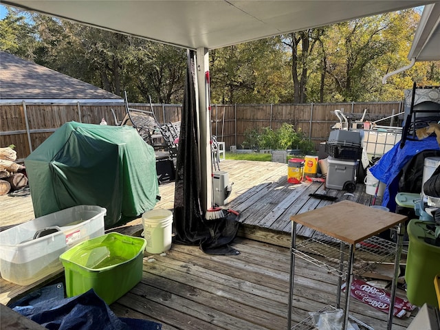 deck featuring grilling area