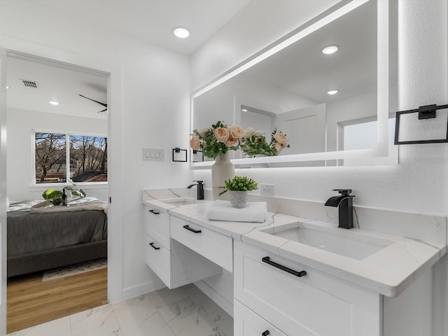 bathroom featuring plenty of natural light and vanity