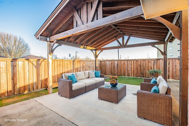 view of patio featuring an outdoor hangout area