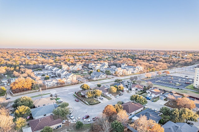 view of aerial view at dusk