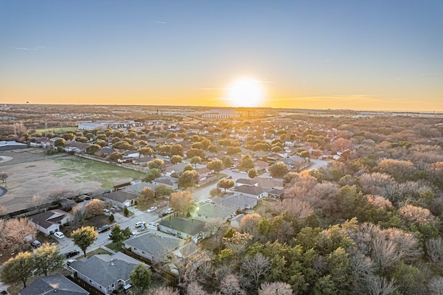 view of aerial view at dusk