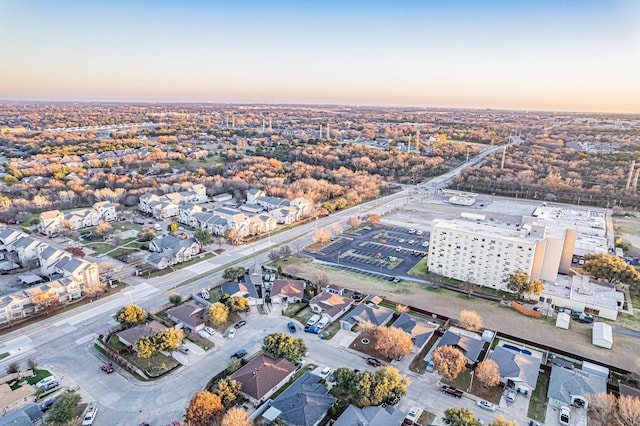 view of aerial view at dusk