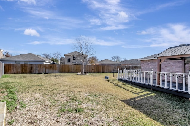 view of yard with a fenced backyard