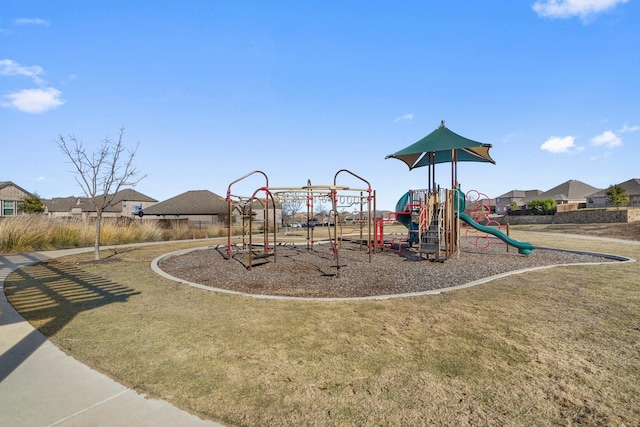 view of playground featuring a yard