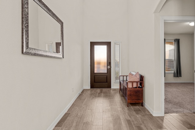 entryway with hardwood / wood-style flooring