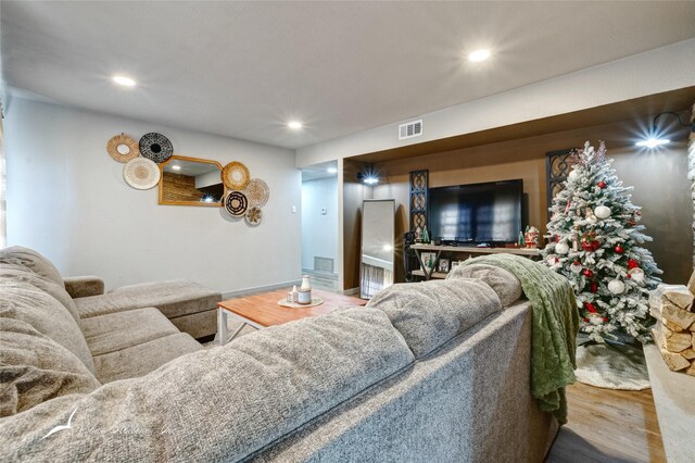 living room with wood-type flooring