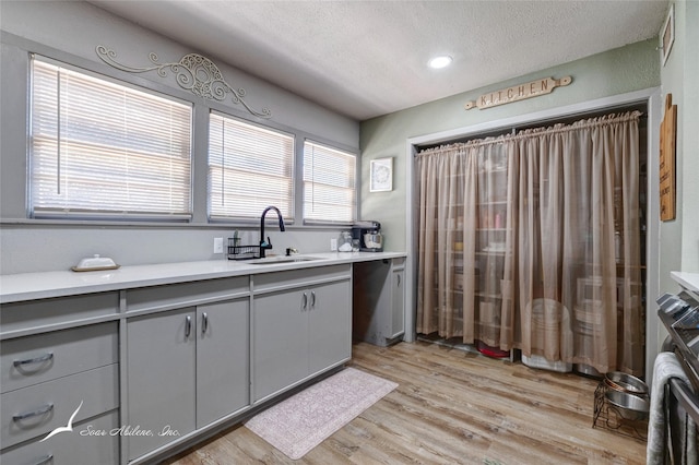 kitchen featuring sink, a healthy amount of sunlight, and light hardwood / wood-style floors