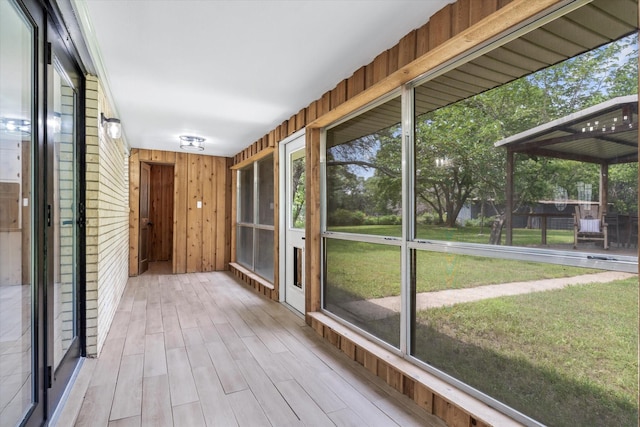 view of unfurnished sunroom