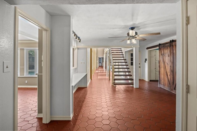 hallway with a barn door