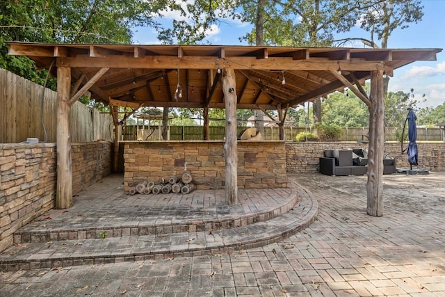 view of patio / terrace with a gazebo