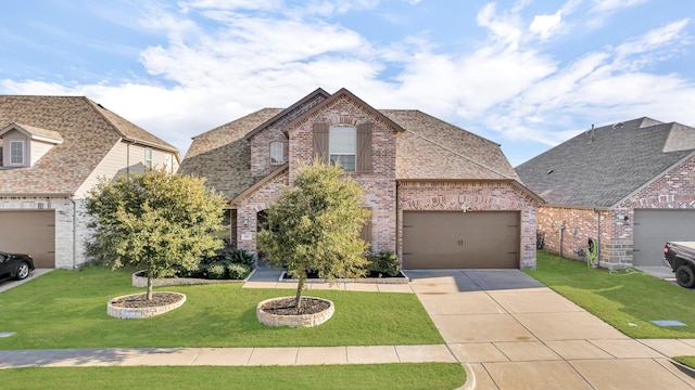 view of front of home with a garage and a front yard