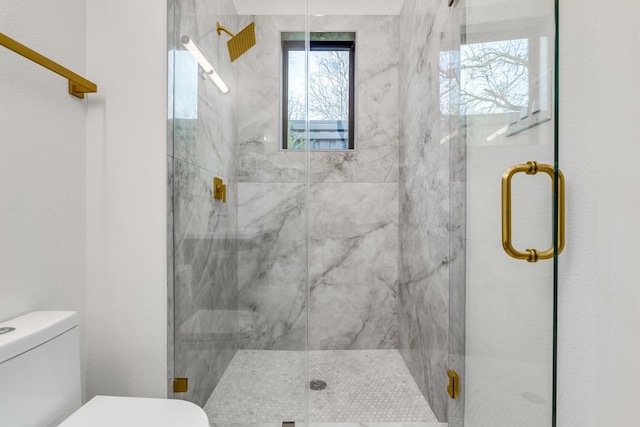 bathroom featuring toilet and walk in shower