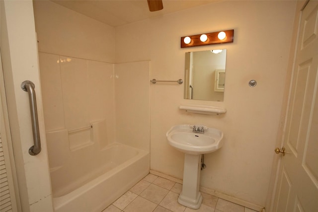 bathroom featuring tile patterned floors and shower / bathtub combination