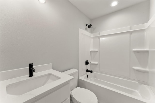 full bathroom featuring vanity, toilet, and shower / bath combination