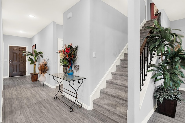 foyer entrance featuring light wood-type flooring