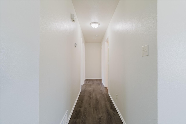 corridor with dark wood-type flooring