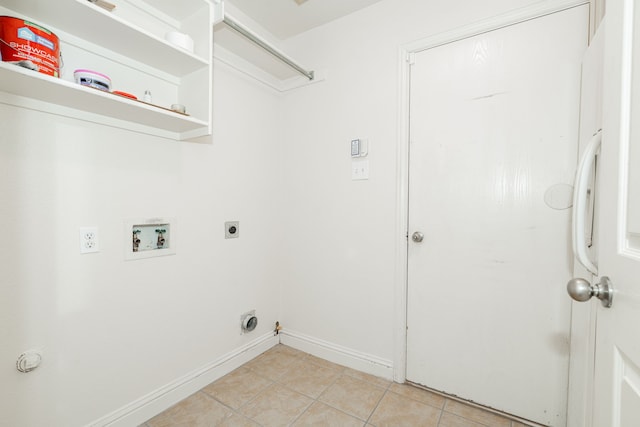 laundry room with light tile patterned floors, electric dryer hookup, and hookup for a washing machine