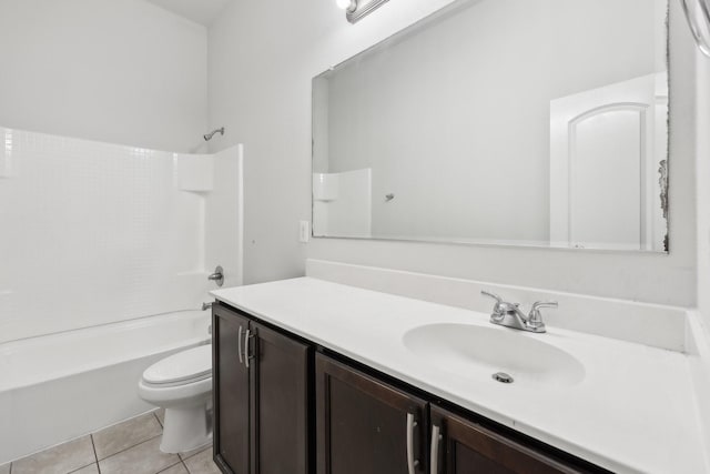 full bathroom with tile patterned flooring, vanity, toilet, and shower / washtub combination