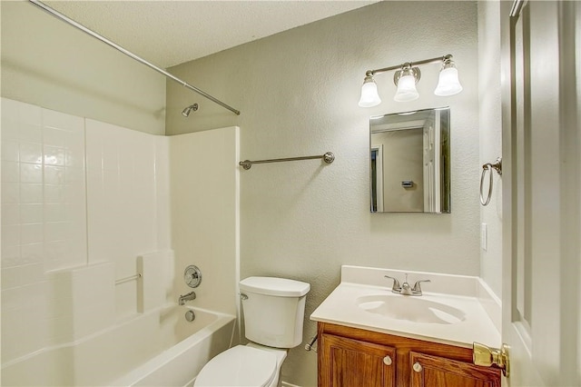 full bathroom with vanity, toilet, and shower / washtub combination