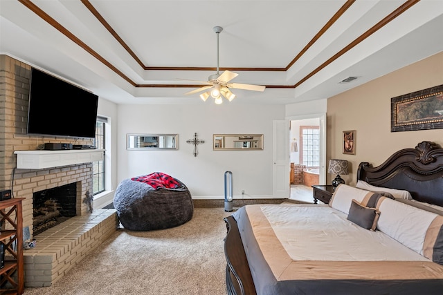 carpeted office with wooden walls and ornamental molding