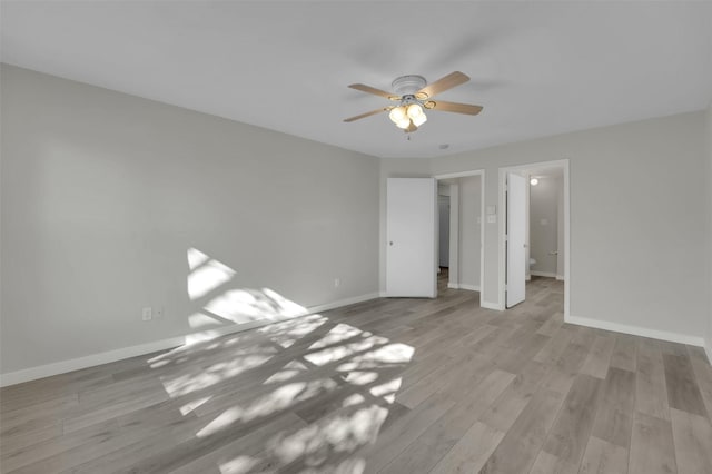 interior space featuring ceiling fan and light wood-type flooring