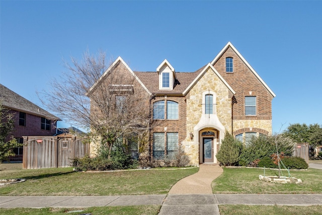 view of front of property with a front lawn