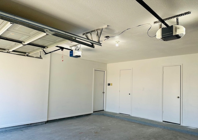 garage with a garage door opener