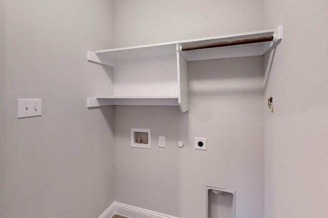 washroom featuring gas dryer hookup, electric dryer hookup, and washer hookup