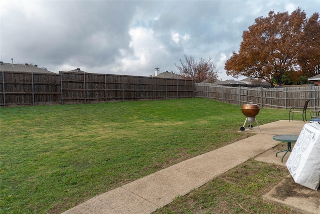 view of yard with a patio area