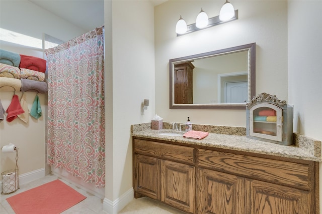 5046 Red Oak Dr, Royse City, TX 75189 - bathroom featuring tile patterned flooring, vanity, and shower / tub combo with curtain
