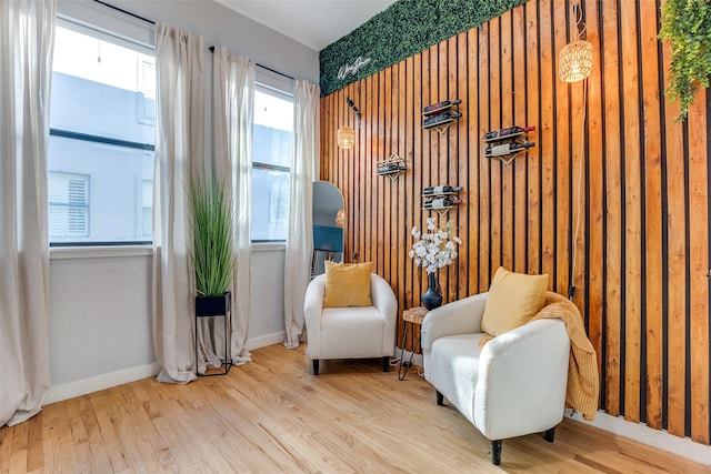 living area with light wood-type flooring