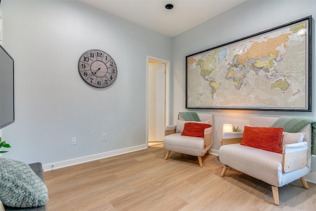 living area featuring light wood-type flooring