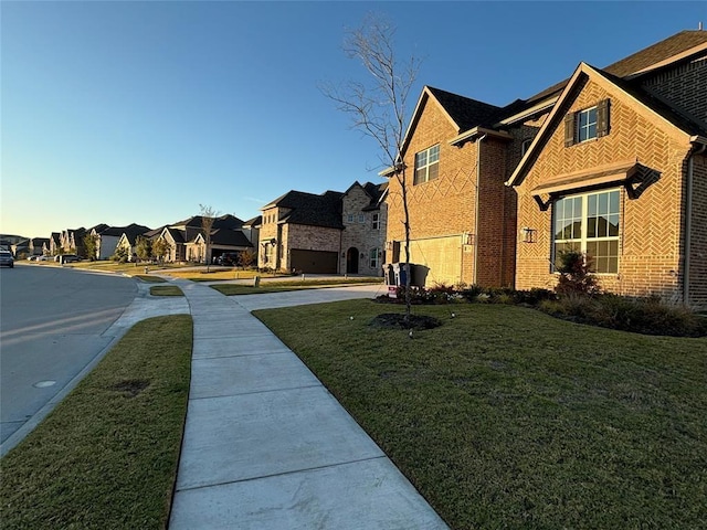 view of yard featuring a garage