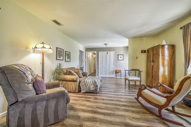 living room with hardwood / wood-style flooring