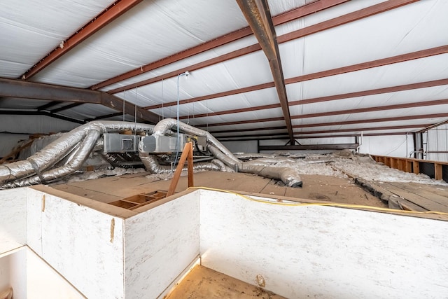 view of unfinished attic