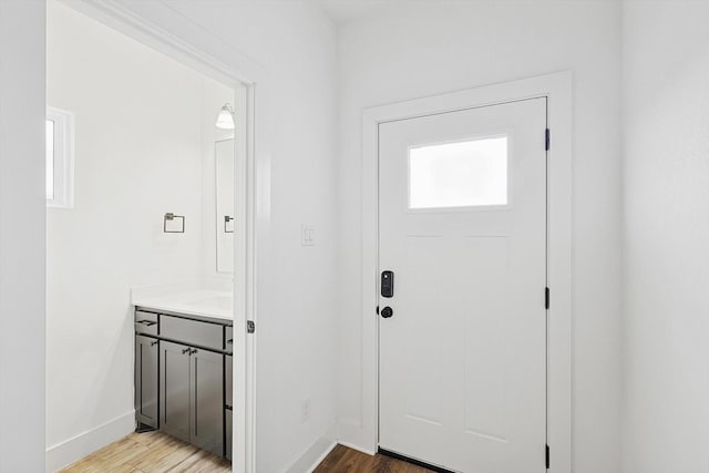 foyer entrance featuring light hardwood / wood-style floors