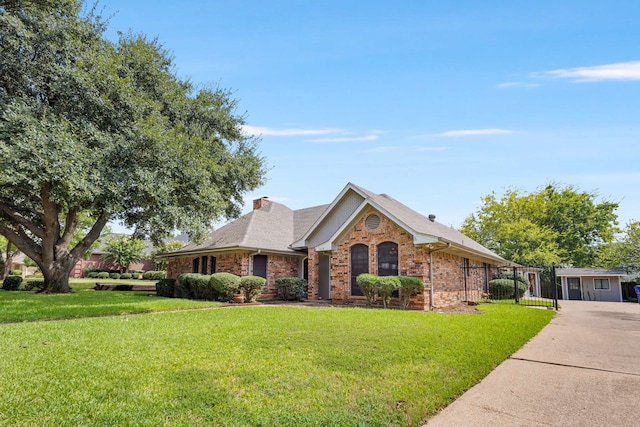 view of front of property featuring a front yard