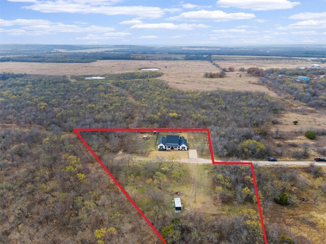 aerial view featuring a rural view