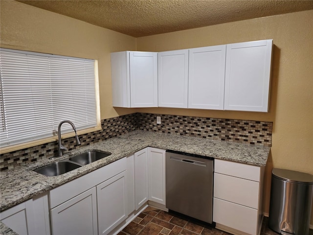 kitchen featuring white cabinets, sink, and dishwasher