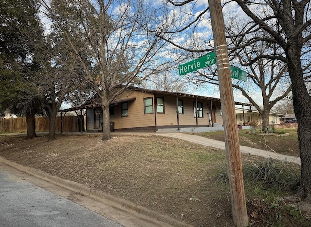 view of single story home