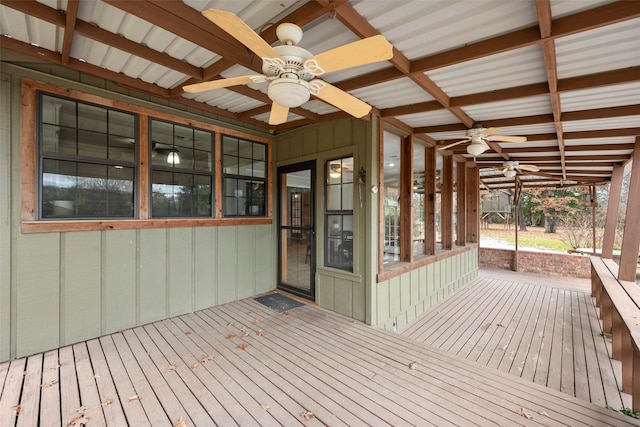 deck featuring ceiling fan