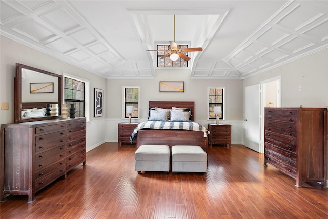 bedroom with dark hardwood / wood-style flooring