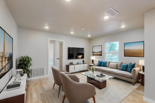 living room with light wood-type flooring